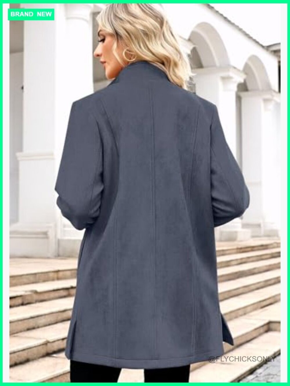 Women's Suede Leather Coat Stand Collar Single Breasted Overcoat Mid Length - Picture 6 of 6